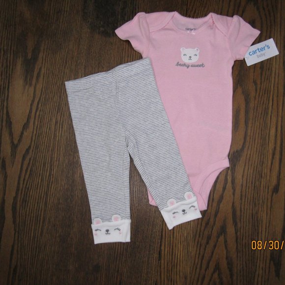 Carter's baby girls 3 piece bear themed bodysuit outfit 6 months - Picture 3 of 4